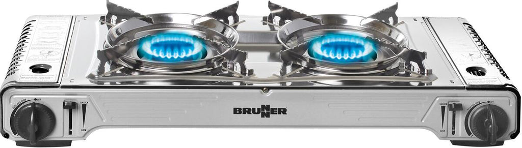 Gasskoker Devil Double Grill 2-bluss med grillplate forfra