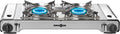 Gasskoker Devil Double Grill 2-bluss med grillplate forfra