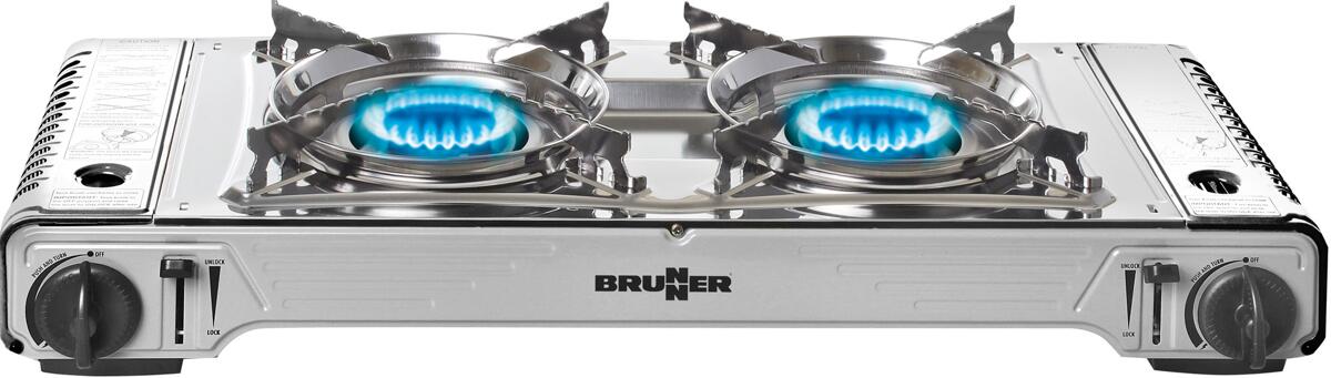 Gasskoker Devil Double Grill 2-bluss med grillplate forfra