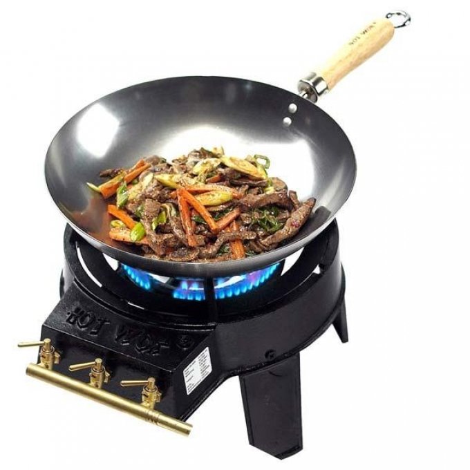 Gasskoker Hot Wok sett med wokpanne 7 kW 1-bluss fra TGO for utendørs matlaging
