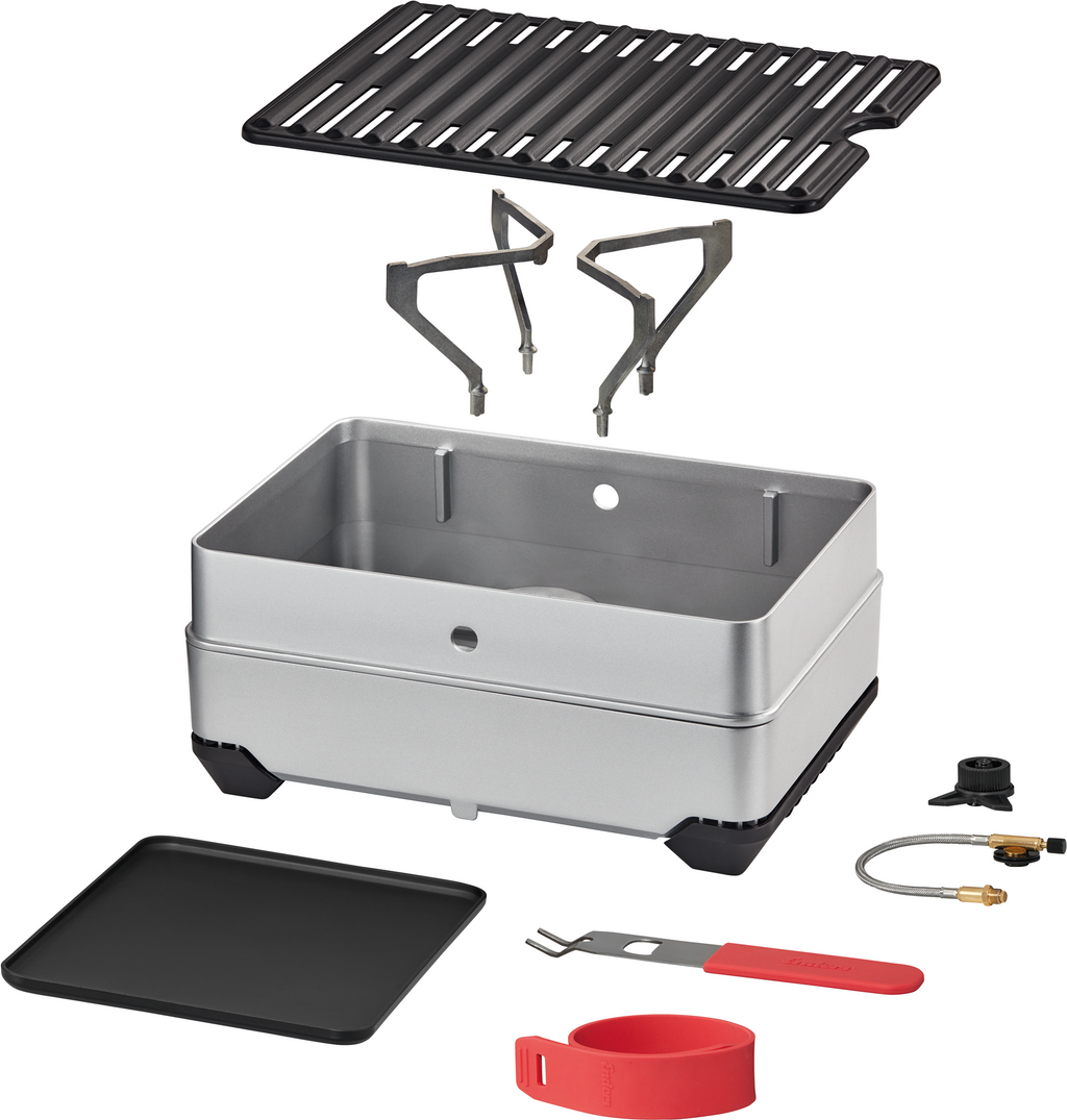 Gasskoker og gassgrill Pace 2-i-1 med skjærefjøl-lokk forfra