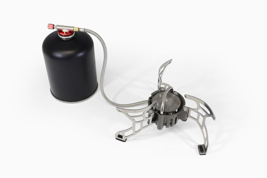 Gasskoker Rugged multifuel 3500W 380 g med brenselsflaske bakside