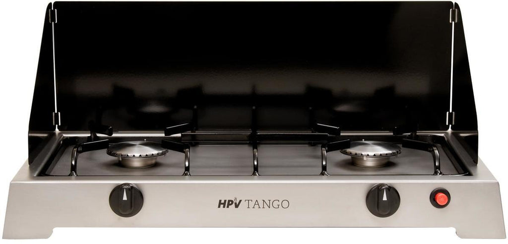 Nærbilde av gassbrenner på Gasskoker Tango 2-bluss rustfritt stål 50 mbar
