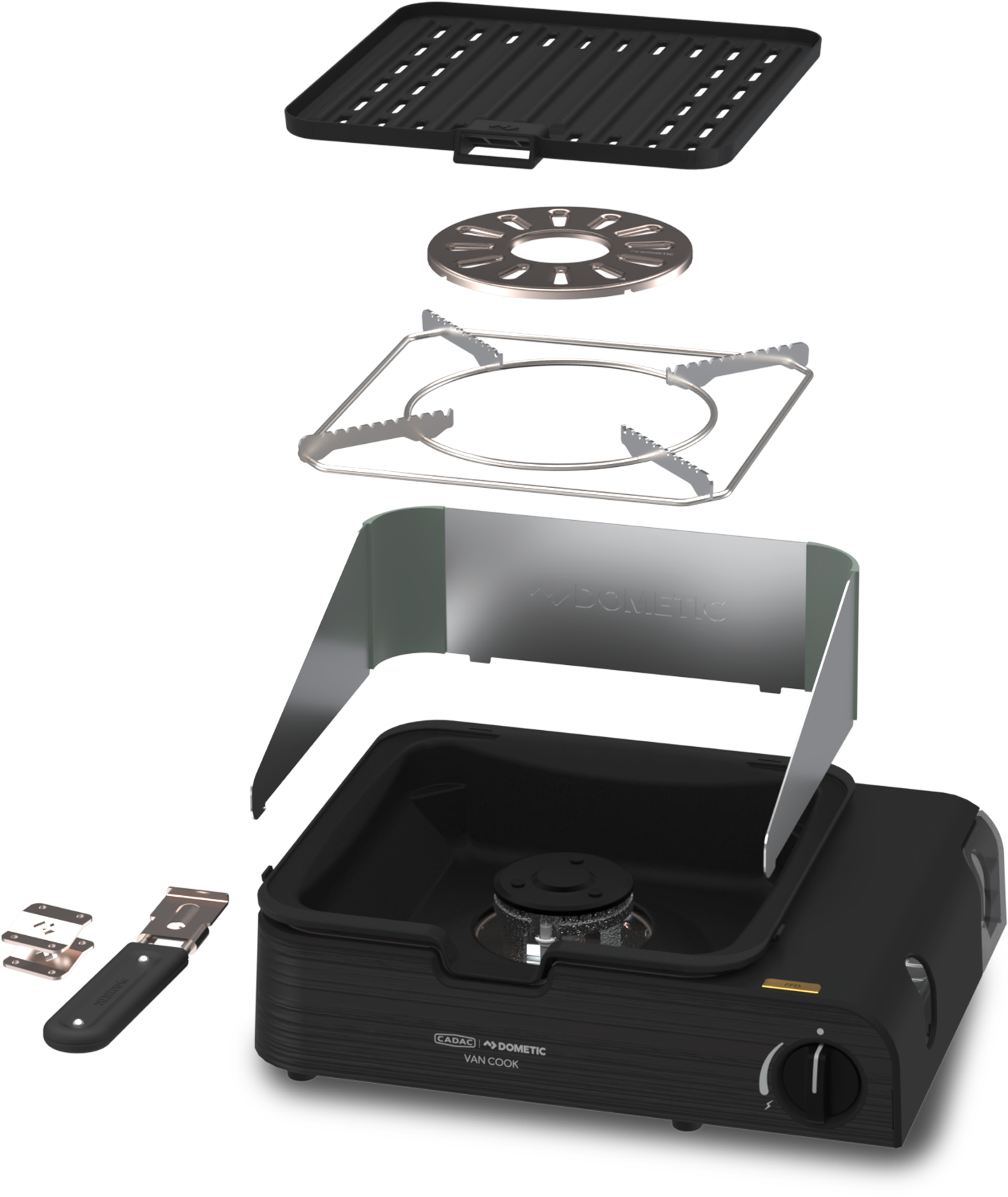 Gasskoker Van Cook FFD BBQ Plate 1,6 kW med grillplate fra Dometic