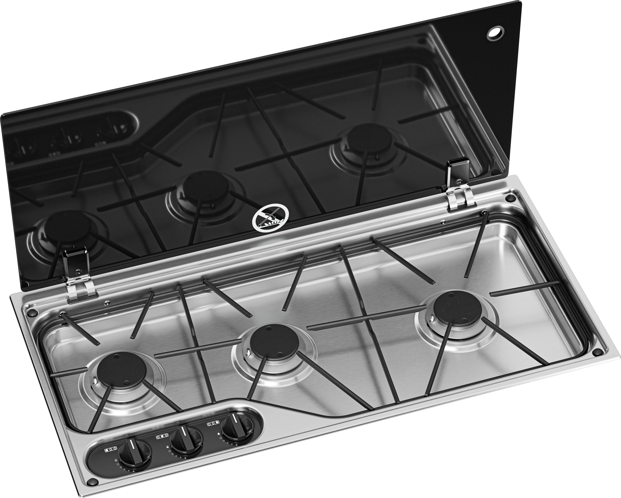 Gasskoketopp 3-brenners CVH1700G med glasslokk for camping og reise