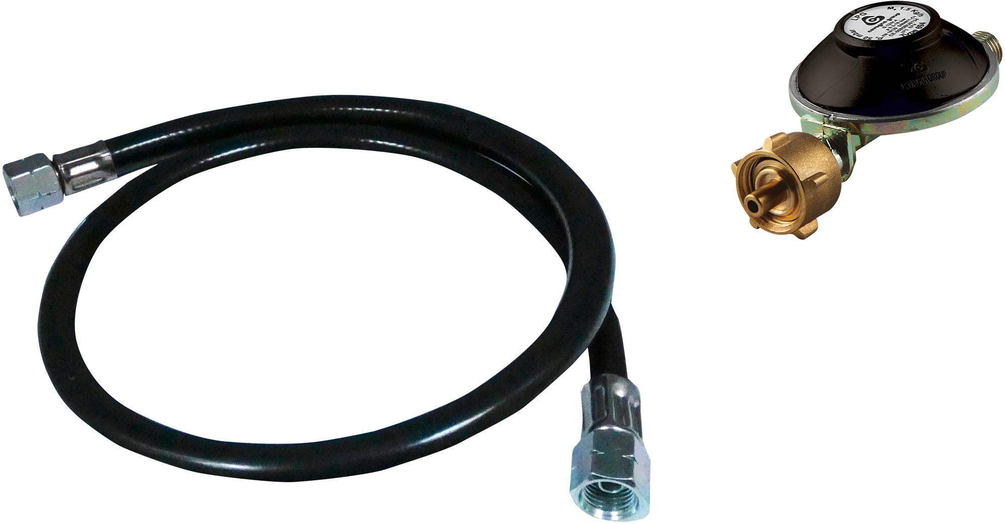 Gasslange 80 cm med G ¼" LH og trykkregulator 50 mbar - Enders for campingbruk