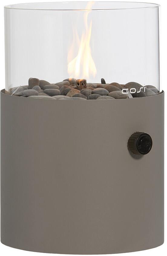Gasslykt Cosiscoop XL ø20,5x30cm leirfarge forfra med flamme
