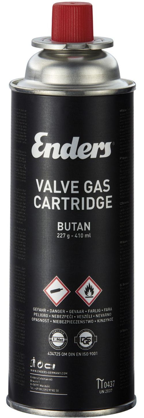 Gasspatron med ventil butan 227g for Maveriq Safari Chef Enders forfra