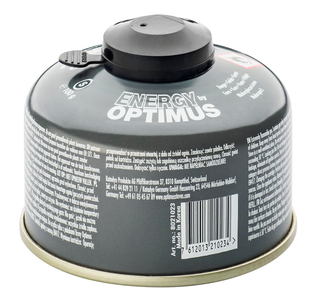 Gasspatron 4-Season med skrugjenge og beskyttelseshette 100 g - Optimus forfra