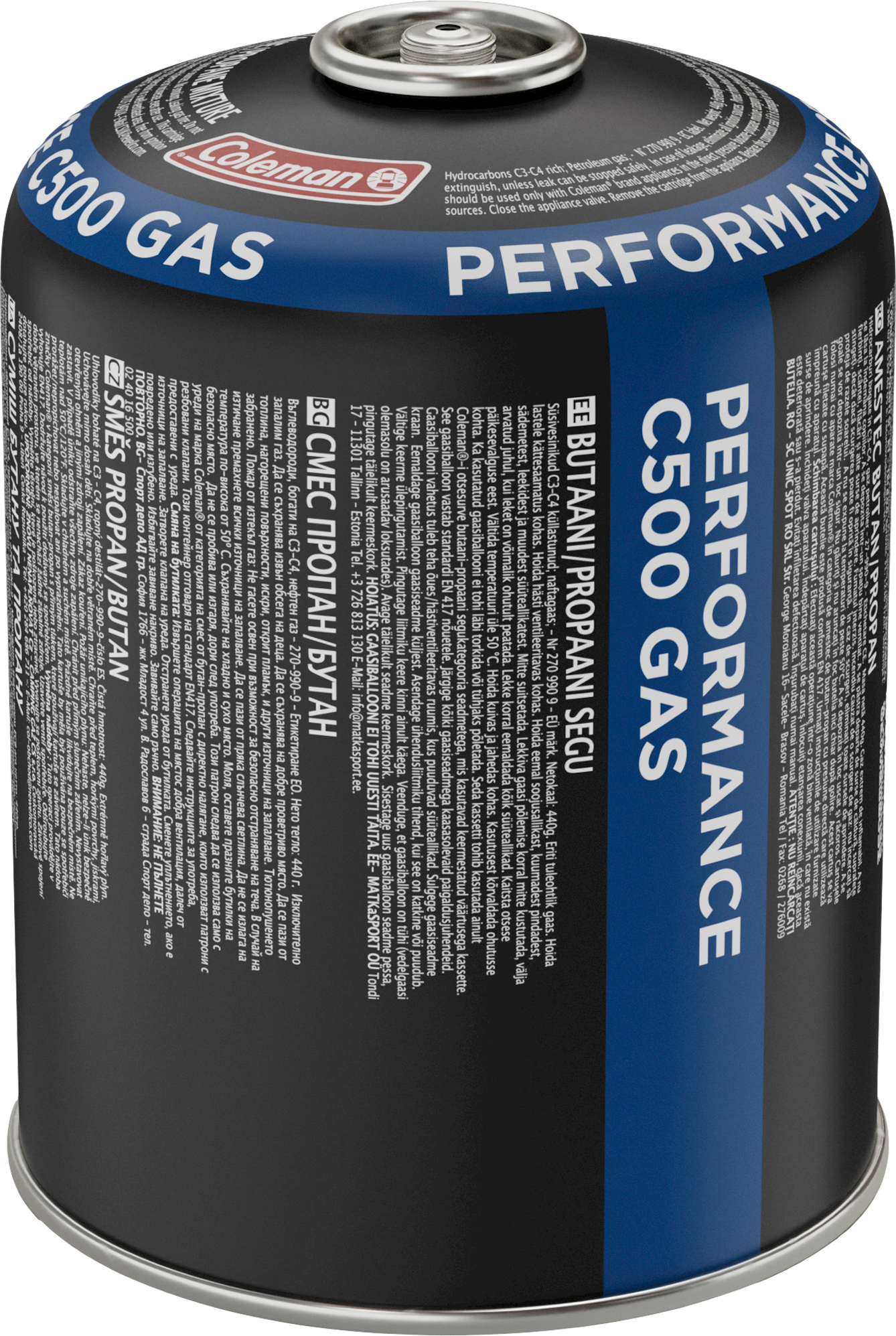 gasspatron c500 performance skruventil propan butan 440g foran