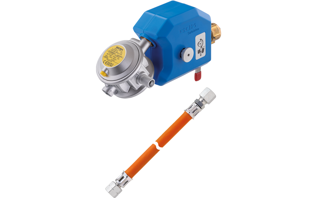 Detalj av mekanisk krasjsensor på Gassregulator Caramatic SafeDrive 30 mbar