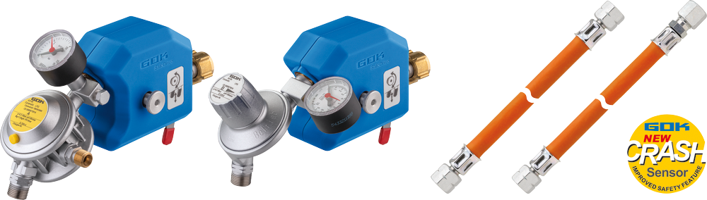 Gassregulator Caramatic SafeDrive Plus toflaskeanlegg 30 mbar - GOK forfra