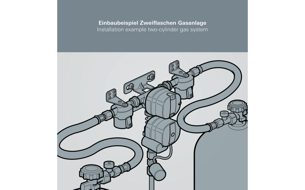 Detalj av Gassregulator DuoControl CS for toflaskeanlegg