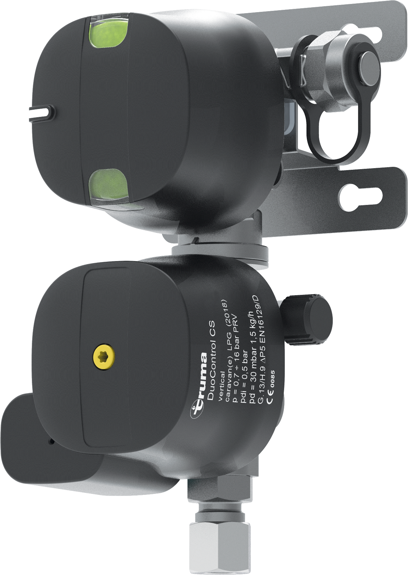 Gassregulator DuoControl CS for toflaskeanlegg front