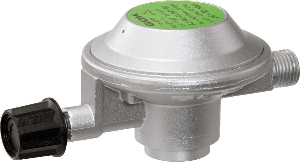 Gassregulator EN61 29 mbar for gasskartusjer 1 kg/h - GOK forfra