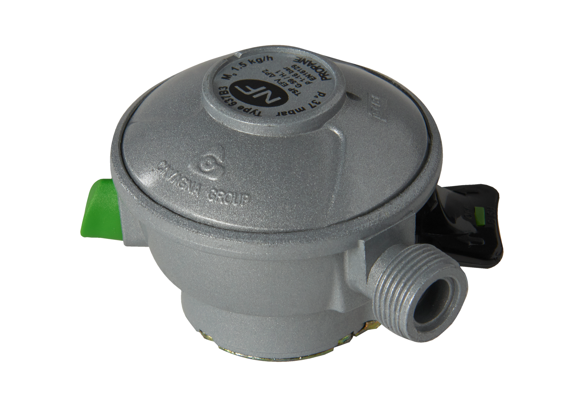 Gassregulator propan 37 mbar Quick-on for Frankrike - Favex front