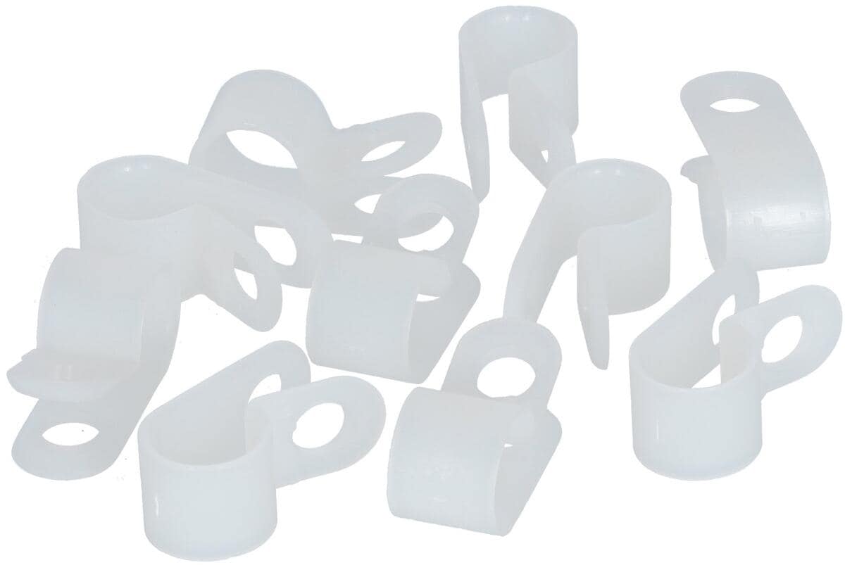 Gassrørklemme 8 mm plast, 10 stk forfra