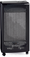 Gassvarmeovn Blue Flame 4200 W med åpen flamme, svart forfra