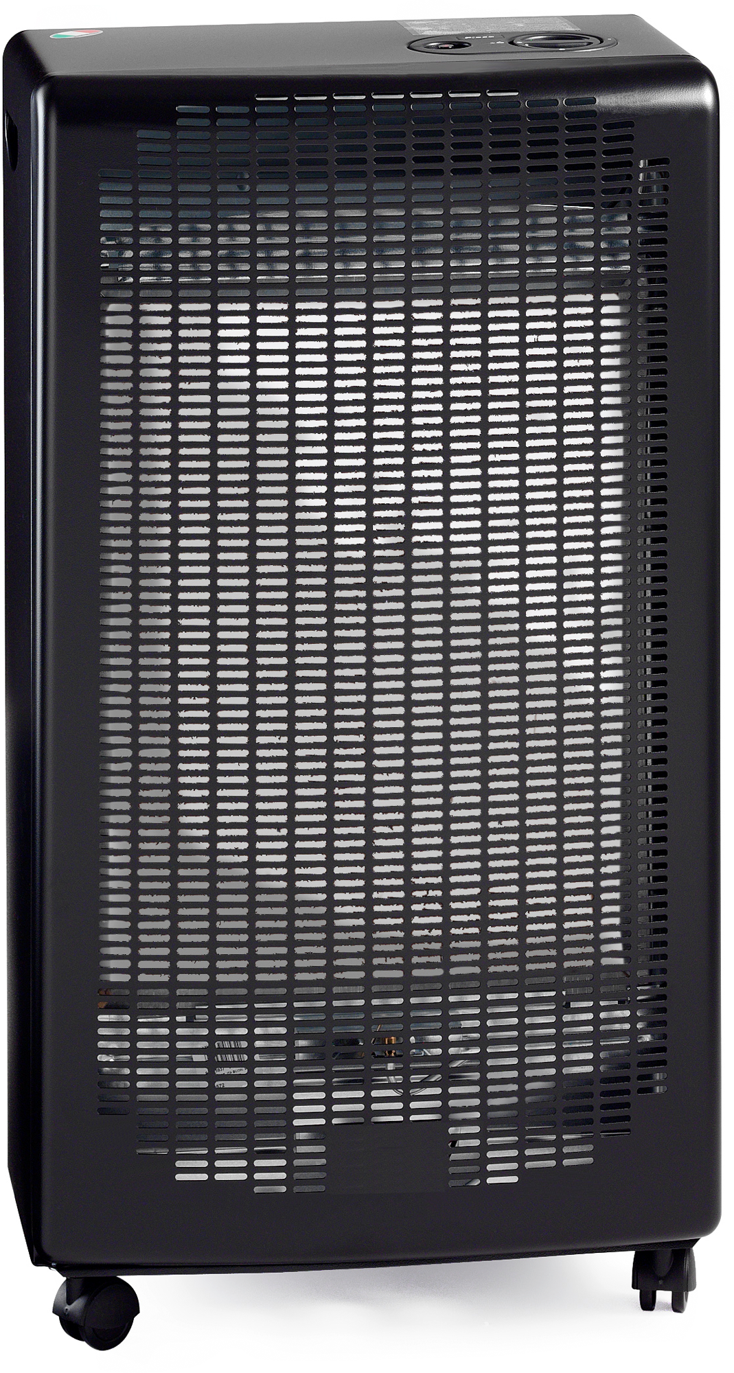 Gassvarmeovn Blue Flame 4200 W med åpen flamme, svart forfra