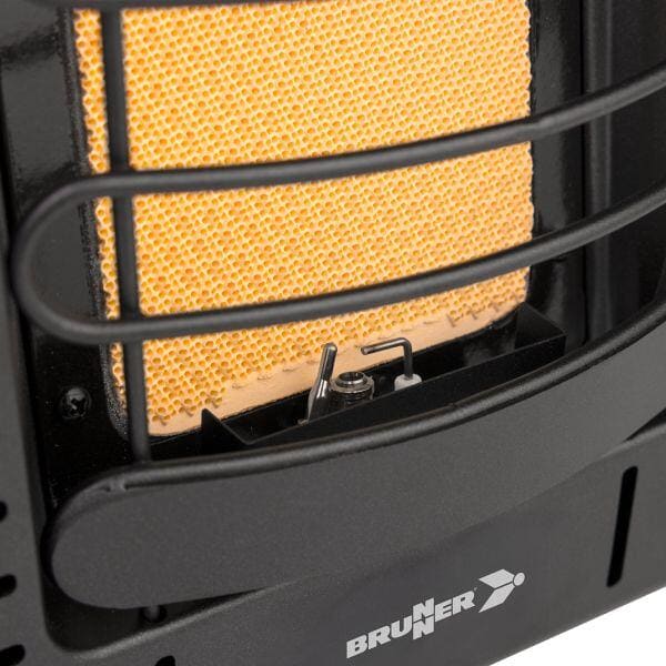 Gassvarmeovn Devil Megaheater XL bakside med gasskobling