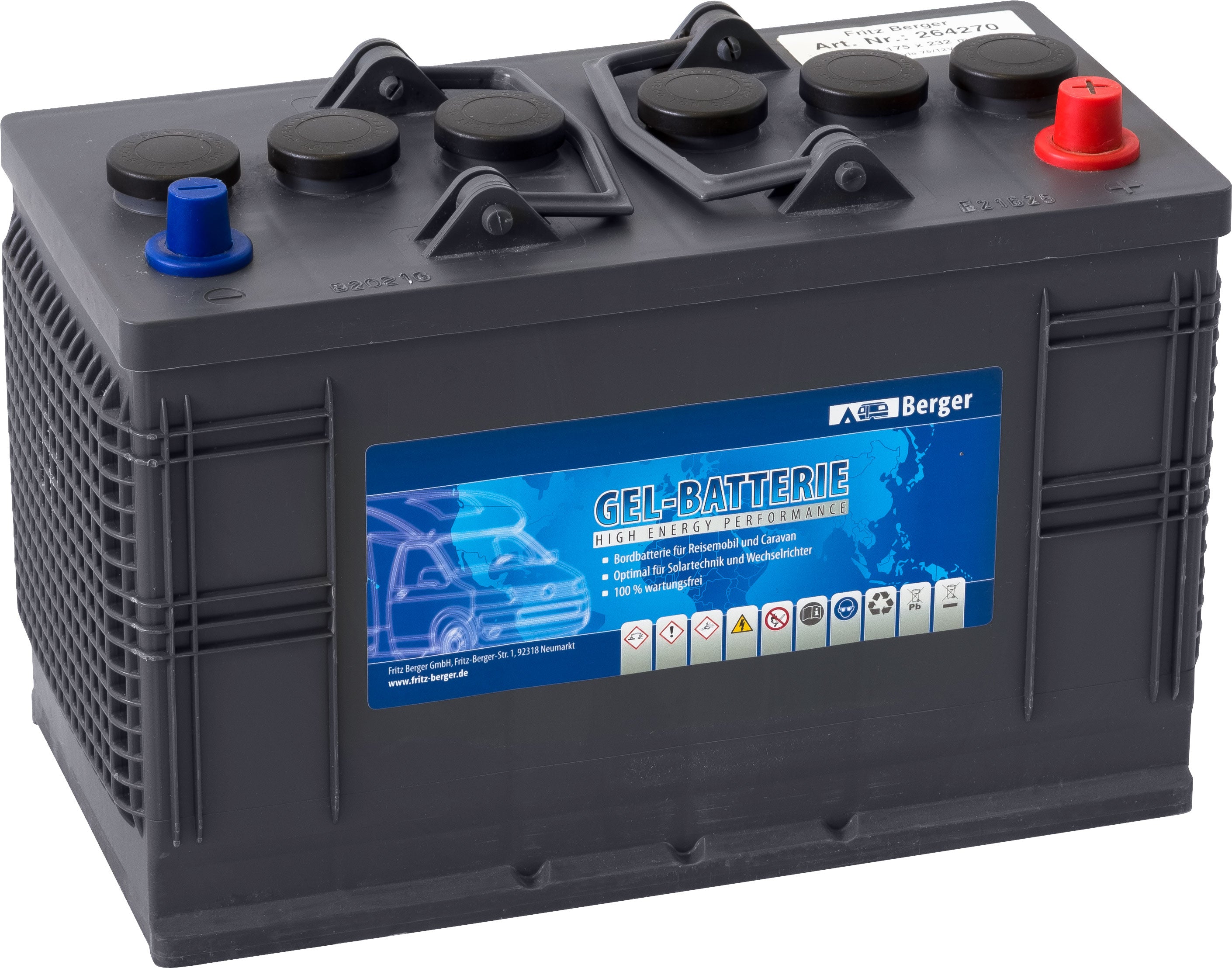Gel batteri 12V 70Ah 840Wh vedlikeholdsfritt bobilbatteri for stabil strømforsyning