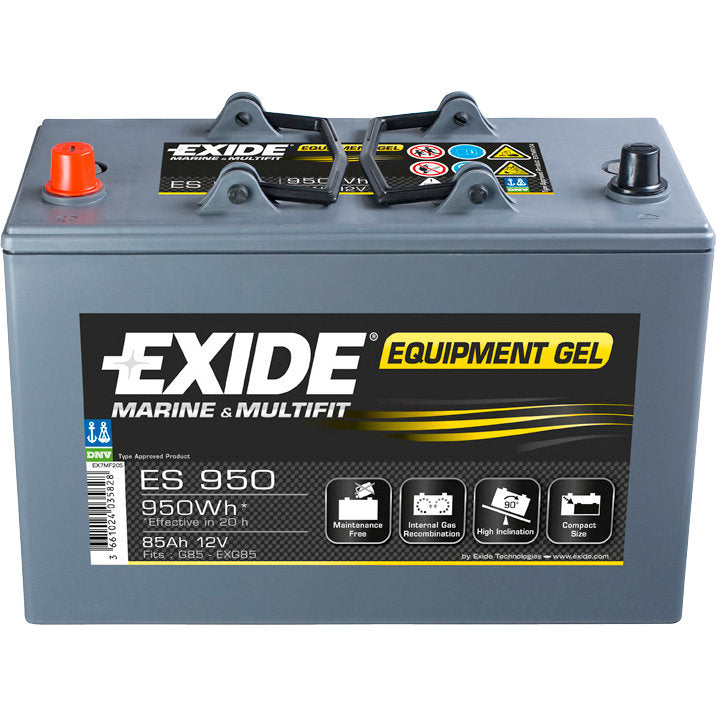 GEL-batteri ES 650 12V 56Ah for båt og campingvogn - Exide forfra