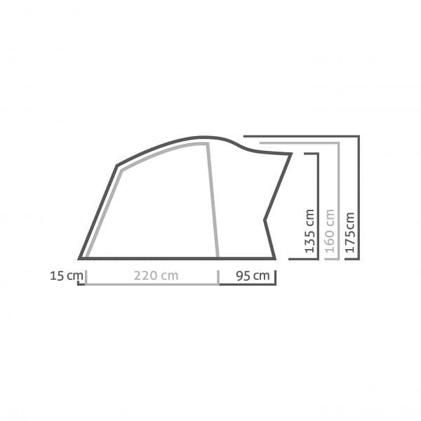 Geodettelt Alpine Hut III 3-personer 195x330 cm bakside og inngang