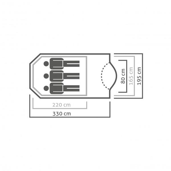 Geodettelt Alpine Hut III 3-personer 195x330 cm detalj av aluminiumsstenger