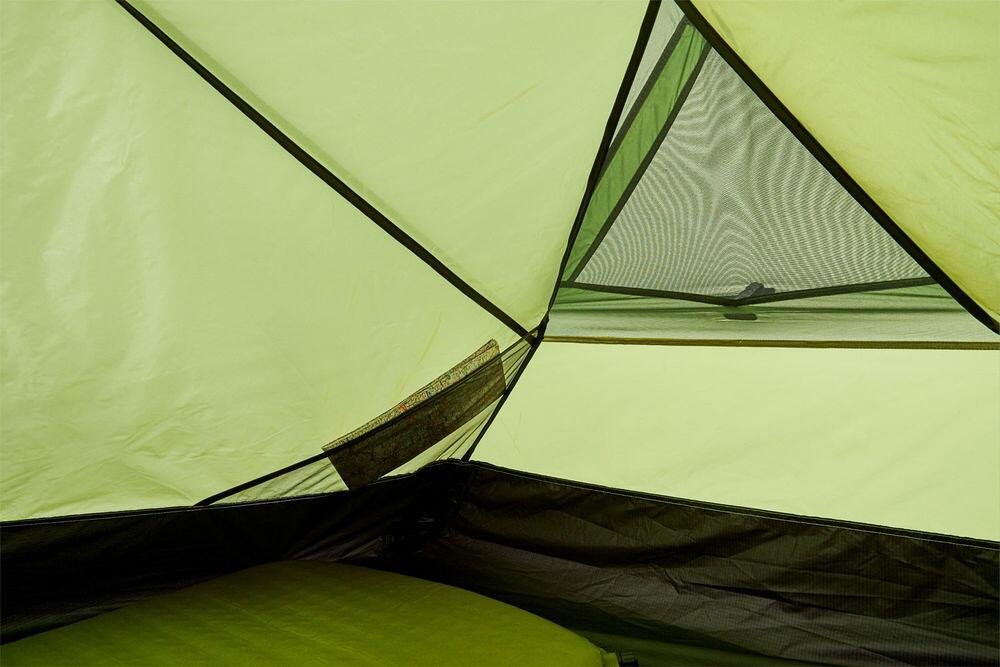Geodettelt Bella 1-pers 195x290cm 1,4kg bikepacking med barduner i bruk
