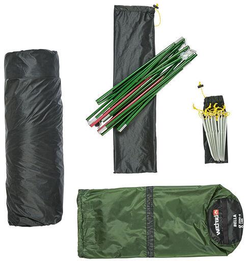 Oversikt over innvendig plass i Geodettelt Bella 1-pers 195x290cm 1,4kg bikepacking