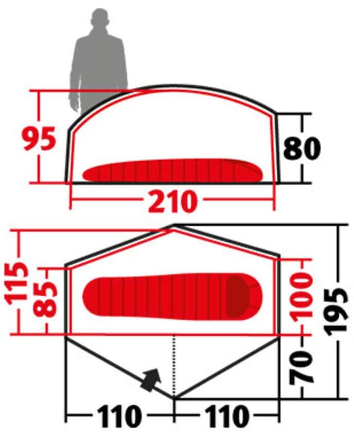 Logo og merking på Geodettelt Bella 1-pers 195x290cm 1,4kg bikepacking
