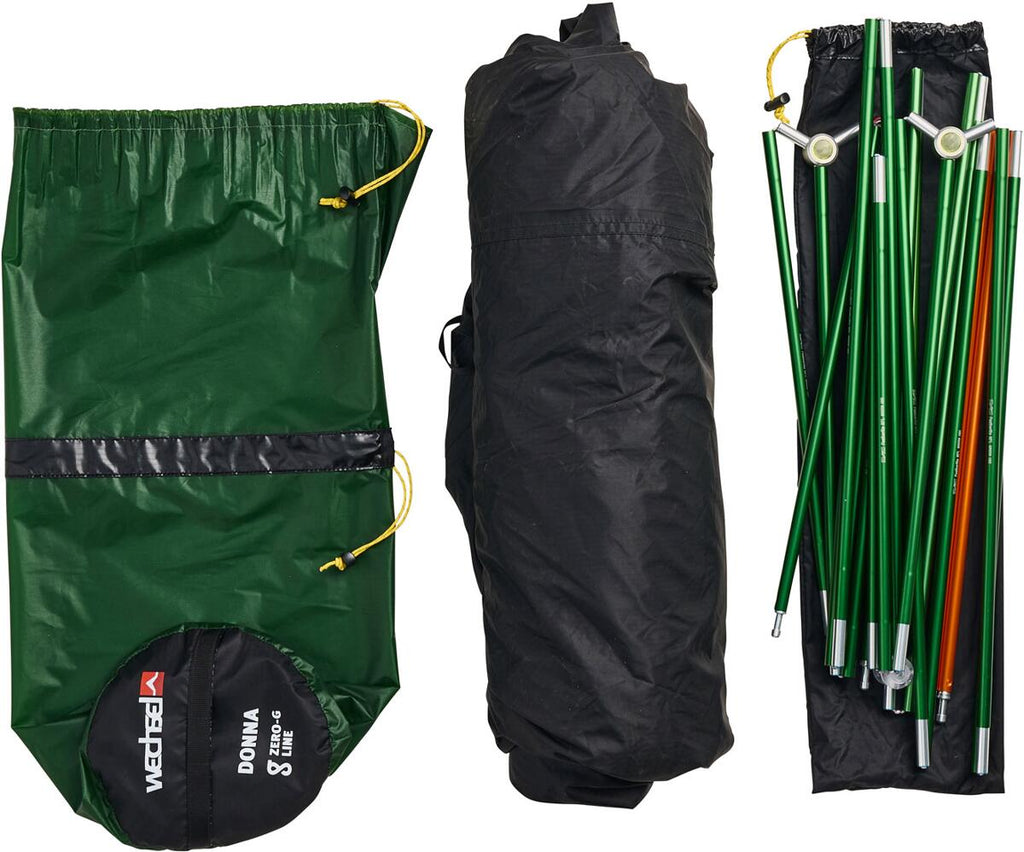Geodettelt DONNA 2-persons 230x210 cm grønn sammenpakket