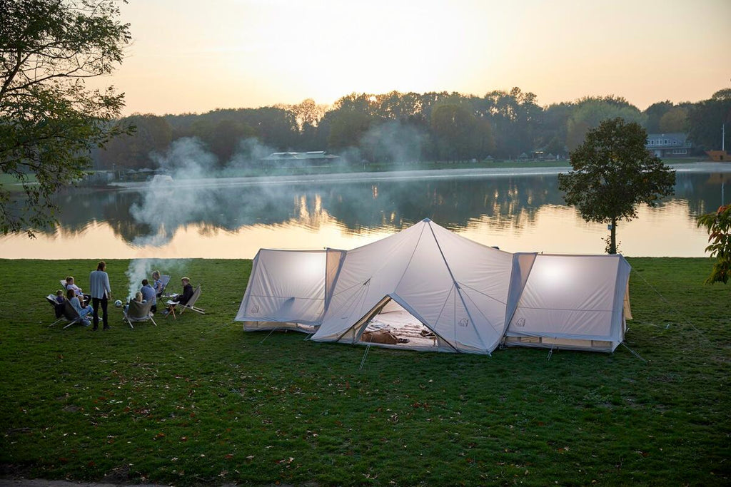 Nærbilde av stålstenger og Turtle Hub koblinger på Glamping-telt Midgard 20