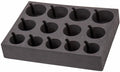 Glass- og koppeholder for 13 enheter, EVA-skum foran