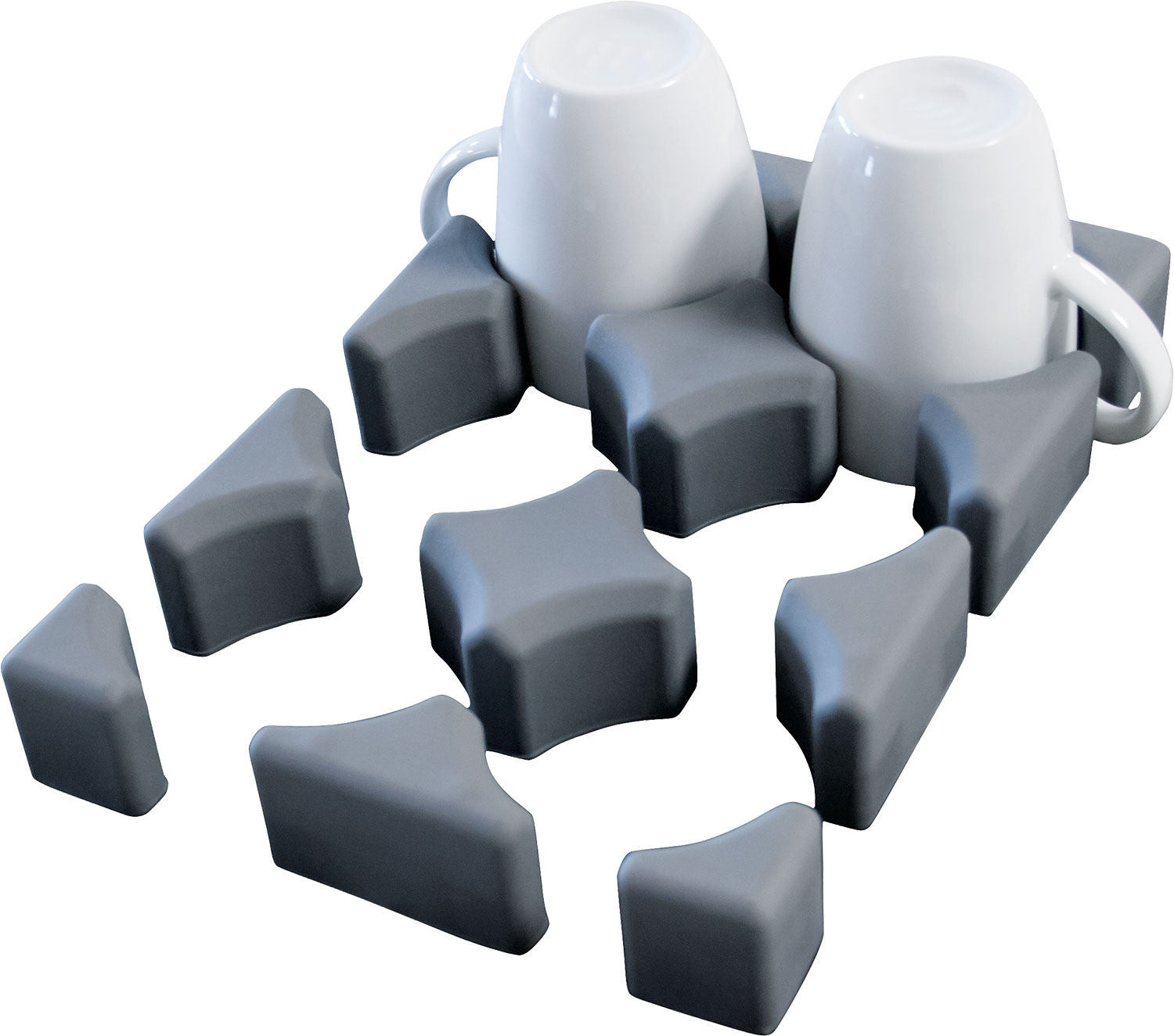 Glass- og koppeholder lav modul 1 for 6 stk antrasitt Purvario by Dörr for trygg campingoppbevaring