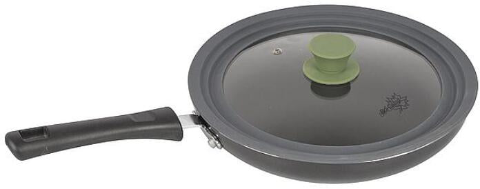 Glasslokk for stekepanne Ø24-28 cm med silikonkant - Bo-Camp montert på panne