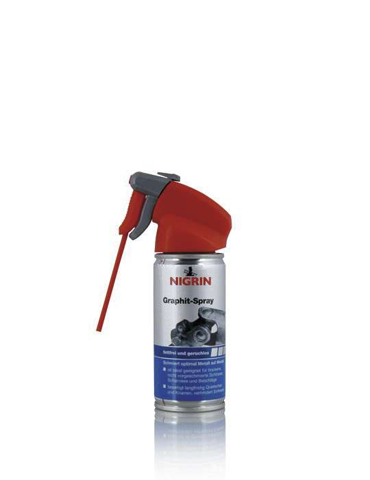 Grafittspray 100 ml fettfri for låser og hengsler - Nigrin forfra