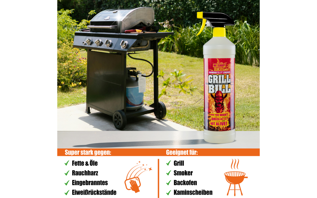 Grill Bill grillrens 1 liter for grill og ovn bakside