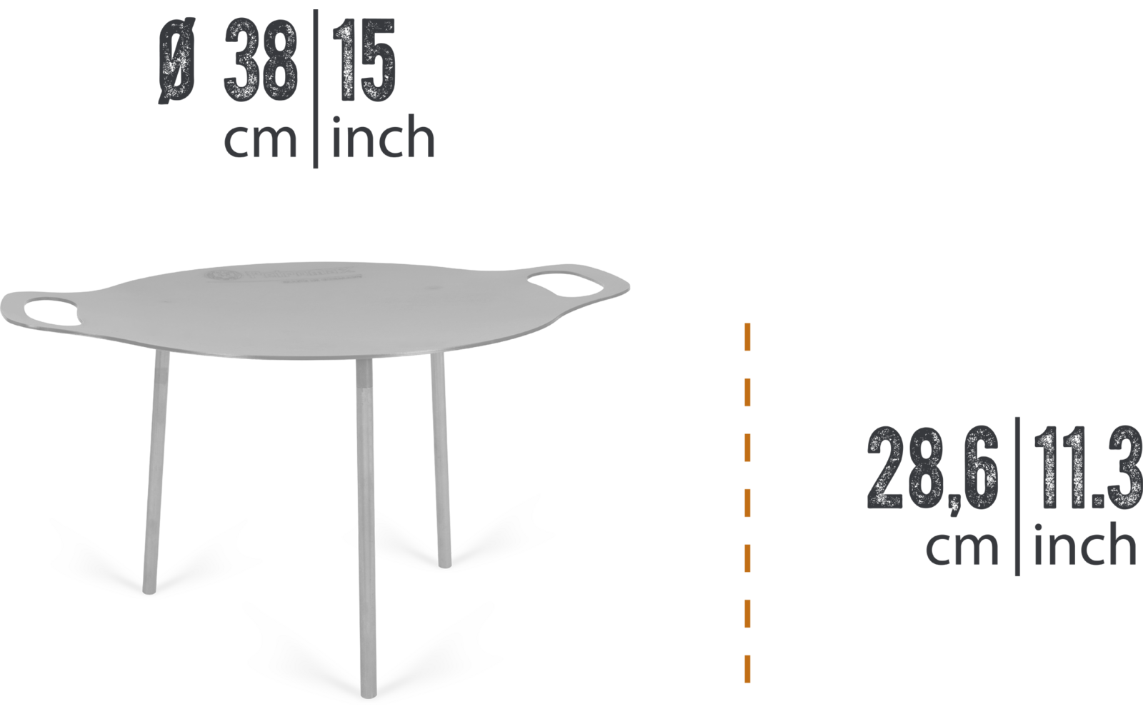 Detalj av Grill- og bålpanne i stål 38 cm, 3,8 kg - Petromax