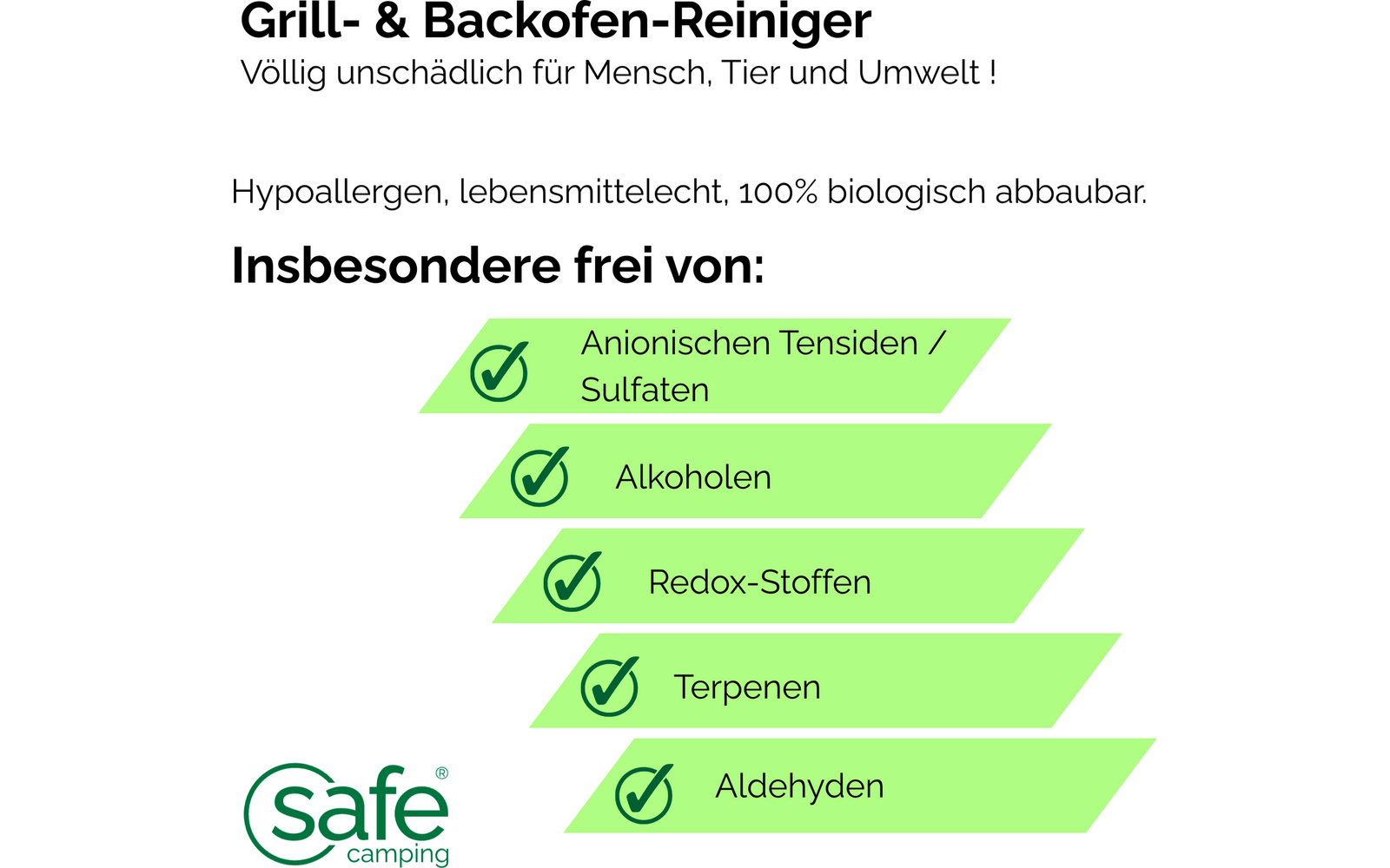 Bakside av Grill- og stekeovnsrens 250 ml alkoholfri - SAFE CAMPING
