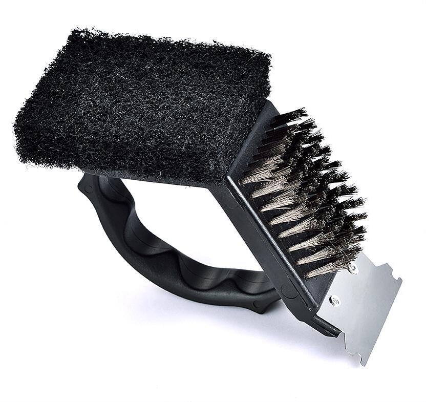 Grillbørste 3-i-1 med skrape og pusseklut 135 g fra Origin Outdoors for effektiv rengjøring av grill