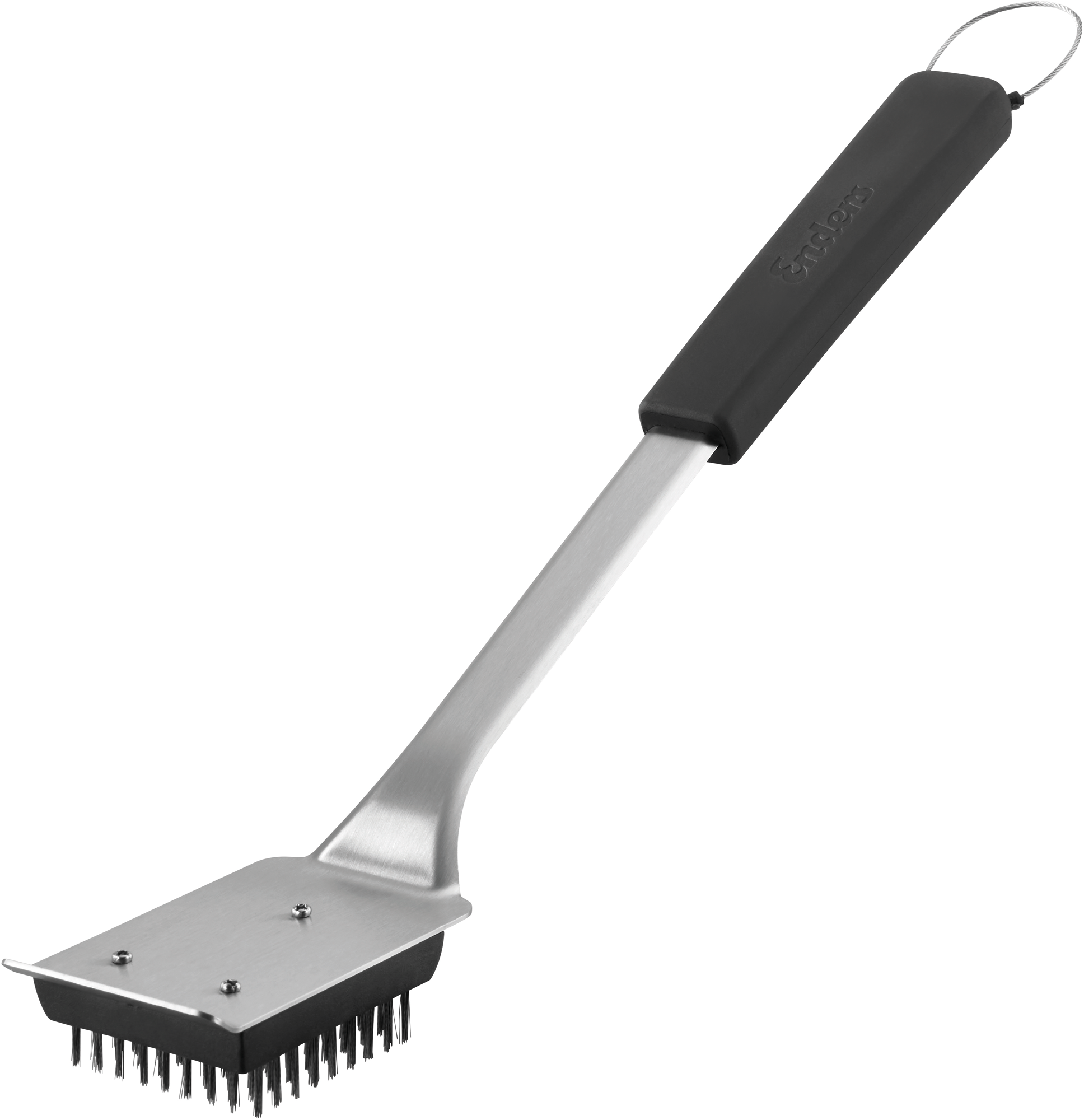 Grillbørste i rustfritt stål med soft-touch grep sett forfra