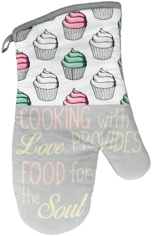 Grillhanske lang 34 cm med mønster - Metaltex for sikrere grilling