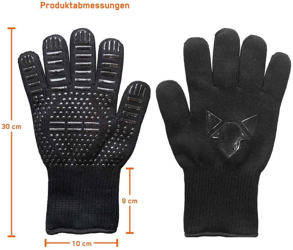 Bakside av Grillhansker i aramid svart varmebeskyttelse 500°C