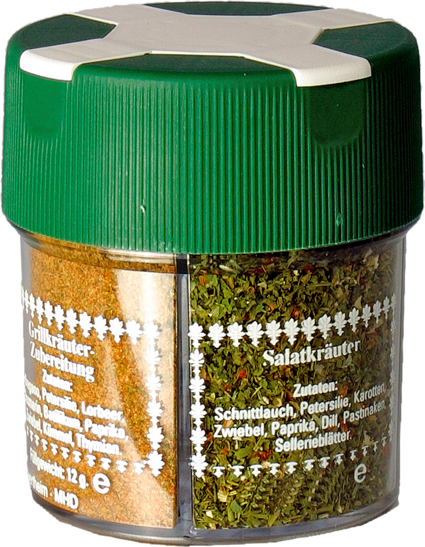 Grillkrydderbøsse 4in1 med urter og krydder Basic Nature forfra