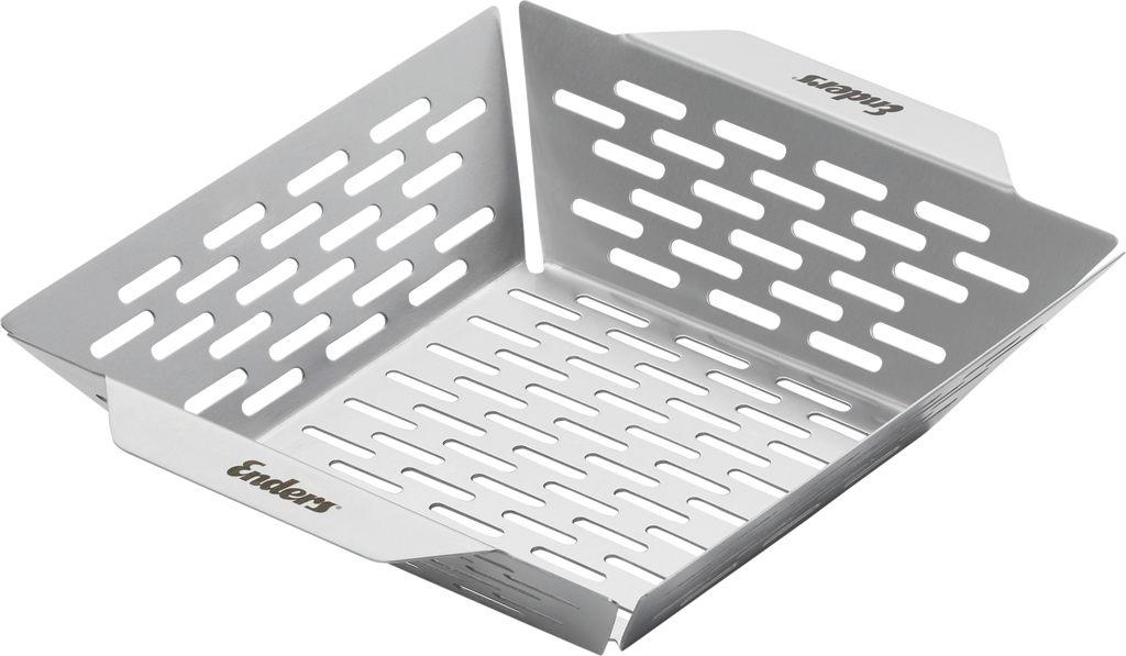 Grillkurv størrelse S 25,5 x 21 cm rustfritt stål forfra