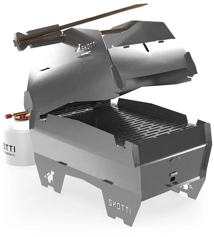 Detalj av håndtak på Grilllokk Cap med grilltang rustfritt stål