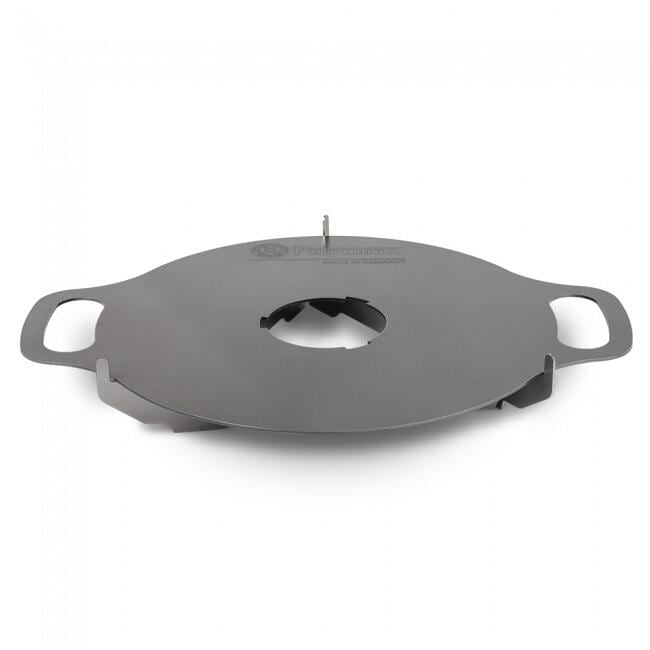 Grillplate stål med bærestativ 45,7x38,3 cm for Atago - Petromax forfra