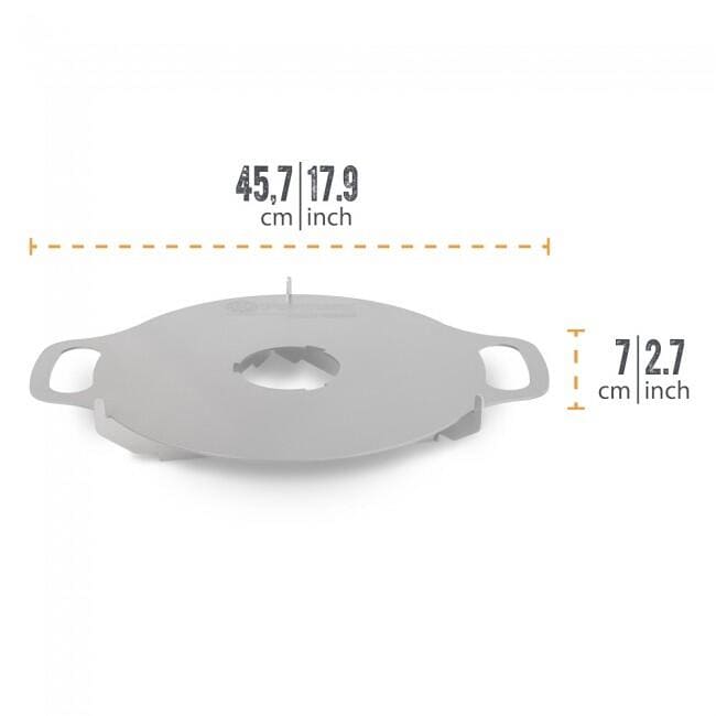 Nærbilde av feste og bærestativ på Grillplate stål med bærestativ 45,7x38,3 cm for Atago - Petromax