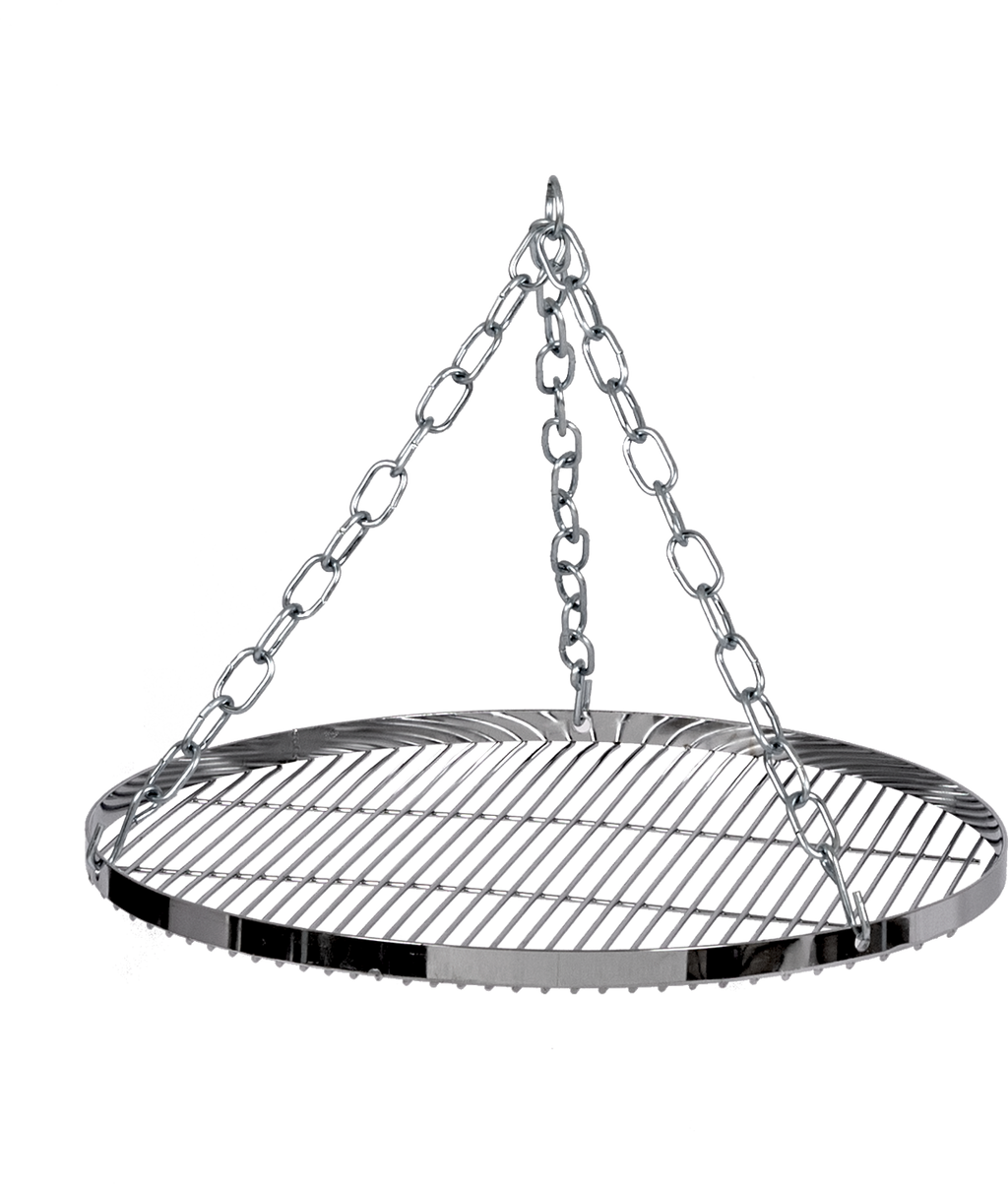 Grillrist hengende for trebein 50 cm forkrommet stål forfra